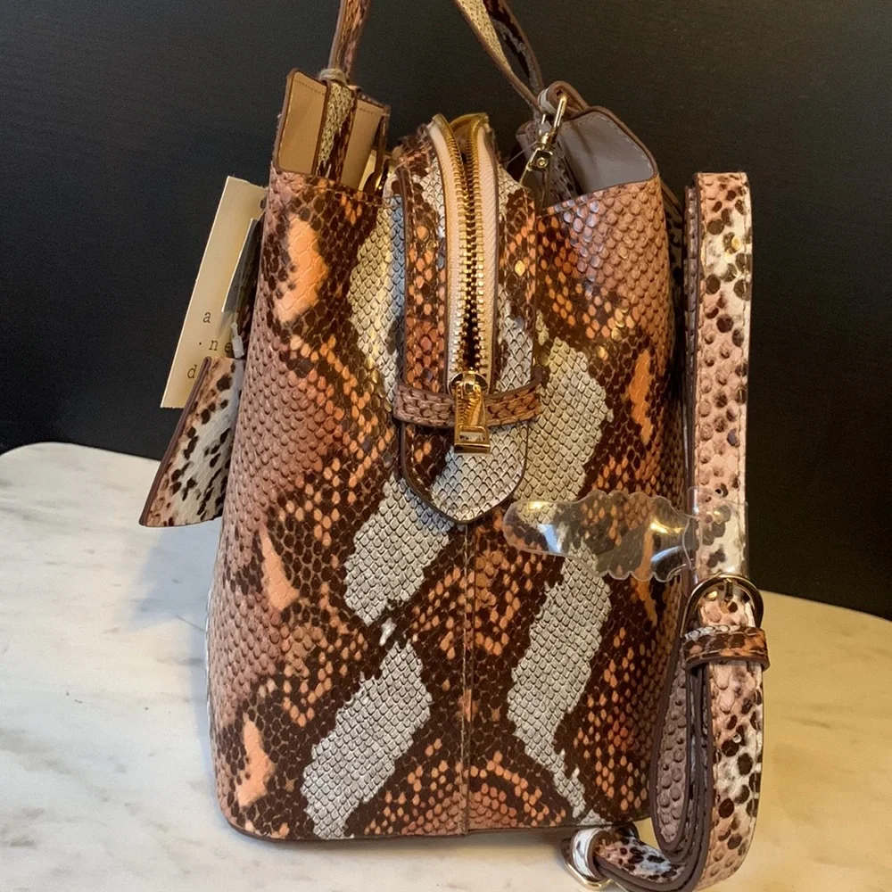 A New Day Snakeskin Print Triple Compartment Satchel Handbag